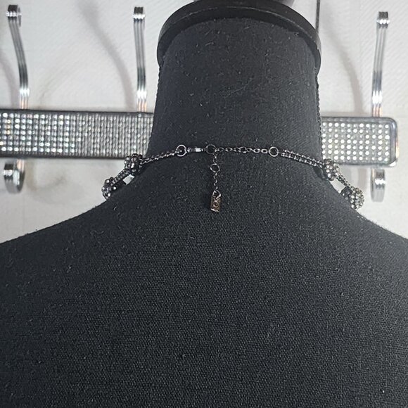 JLO Jennifer Lopez Black Gray Rhinestone Sparkle Balls Beads Choker 16" Necklace - Picture 7 of 16